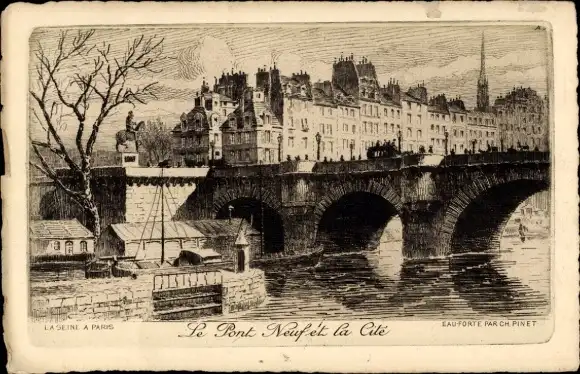 Künstler Ak Paris I Louvre, Le Pont Neuf et la Cite