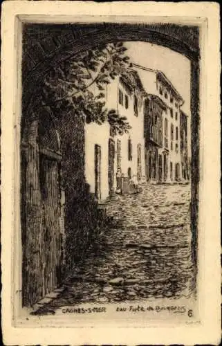 Künstler Ak Cagnes sur Mer Alpes Maritimes, Tor, Gasse