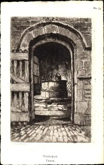 Künstler Ak Veere Zeeland Niederlande, Waterput