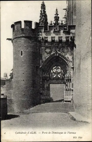 Ak Albi Tarn, Cathédrale, Porte de Dominique de Florence, Kathedrale