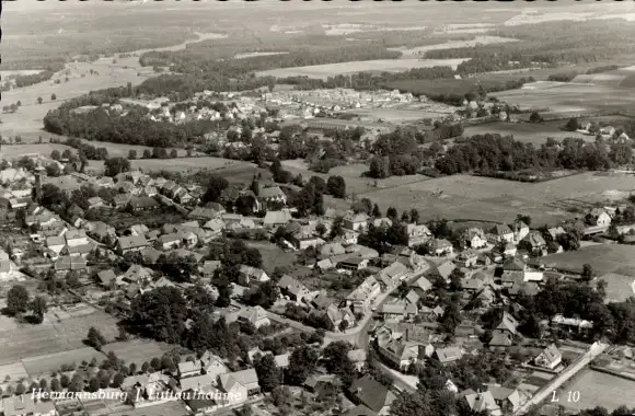 Ak Hermannsburg Südheide in der Lüneburger Heide, Luftaufnahme