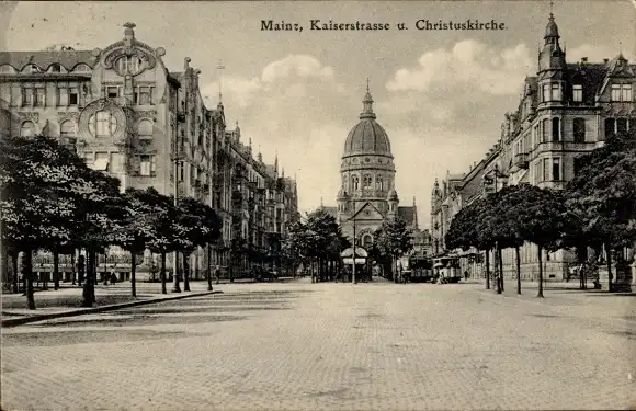 Ak Mainz am Rhein, Kaiserstraße, Christuskirche