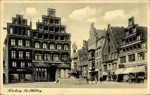 Ak Lüneburg in Niedersachsen, Schütting, Pferdefuhrwerk