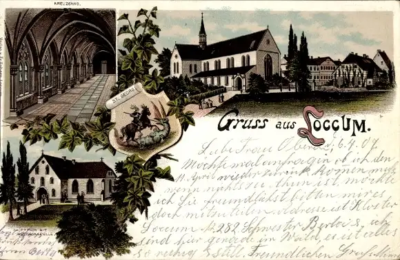 Litho Rehburg Loccum in Niedersachsen, Georgskapelle, Kreuzgang