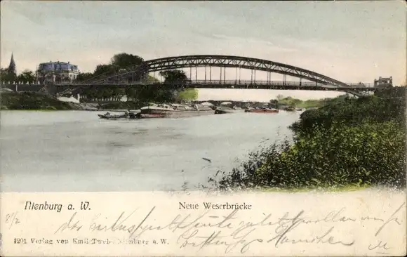 Ak Nienburg an der Weser, neue Weserbrücke