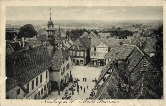 Ak Nienburg an der Weser, Markt-Panorama