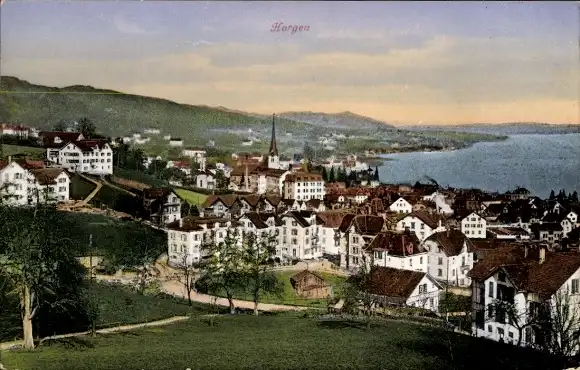 Ak Horgen Kanton Zürich, Blick über den Ort, Dächer