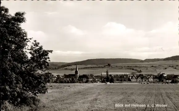 Ak Heinsen an der Weser, Blick auf den Ort mit Umgebung