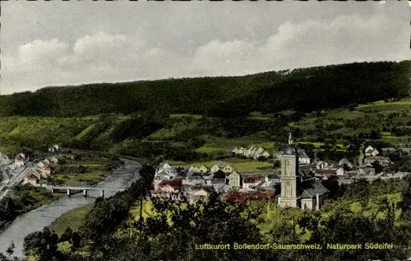 Ak Bollendorf in der Eifel Pfalz, Teilansicht, Kirche, Sauerschweiz, Naturpark Südeifel