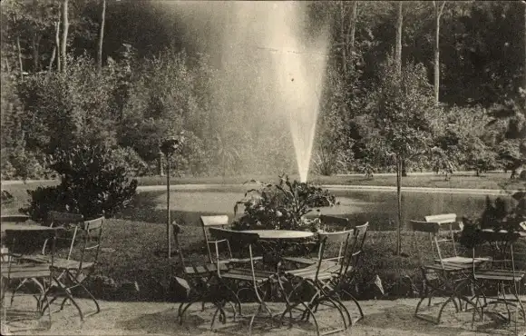 Ak Rheydt Mönchengladbach am Niederrhein ?, Park, Gartenwirtschaft, Fontäne