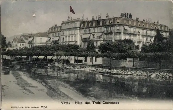 Ak Vevey Kanton Waadt, Hotel des Trois Couronnes