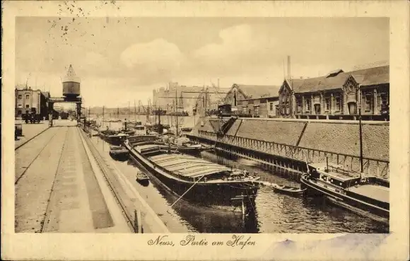 Ak Neuss am Rhein, Hafen, Schiffe