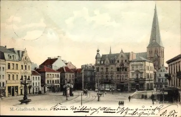 Ak Mönchengladbach am Niederrhein, Markt, Kirchturm