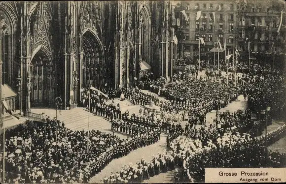 Ak Köln Rhein, XX. Internat. Eucharistischer Kongress 1909, Dom, Große Prozession