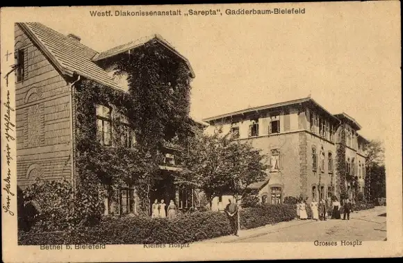 Ak Gadderbaum Bielefeld, Bethel, Diakonissenanstalt Sarepta, Großes Hospiz, kleines Hospiz