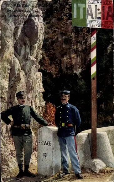 Ak Grimaldi di Ventimiglia Liguria, Ponte San Luigi, Frontiera Italiana