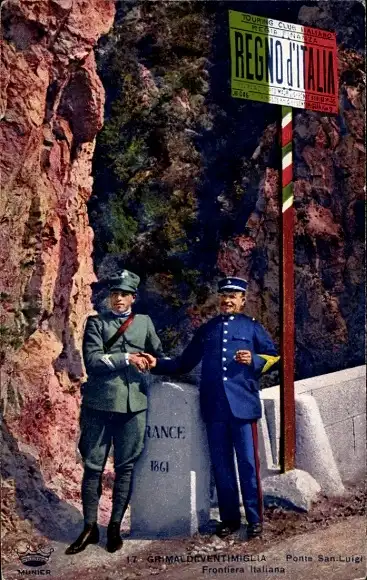 Ak Grimaldi di Ventimiglia Liguria, Ponte San Luigi, Frontiera Italiana