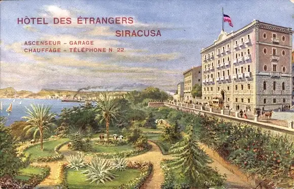 Künstler Ak Siracusa Syrakus Sicilia, Hôtel des Étrangers