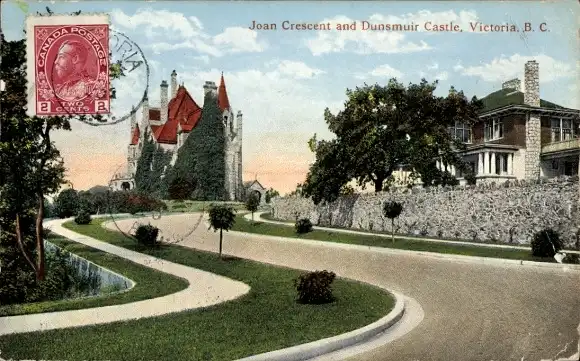 Ak Victoria British Columbia Kanada, Joan Crescent und Dunsmuir Castle