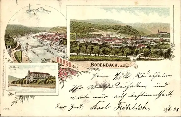 Litho Podmokly Bodenbach Děčín Tetschen an der Elbe Region Aussig, Obergrund, Schloss