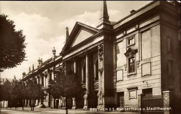 Ak Beuthen Schlesien, Konzerthaus und Stadttheater