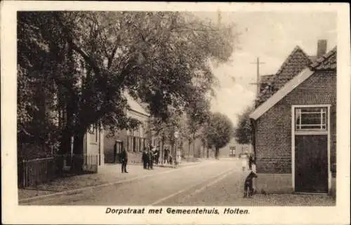 Ak Holten Overijssel Niederlande, Dorfstraße, Rathaus