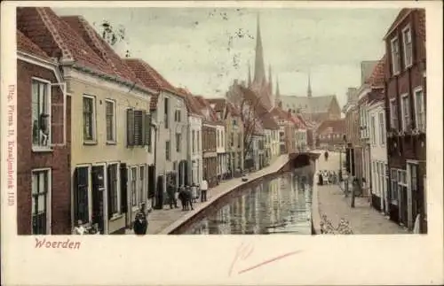 Ak Woerden Utrecht Niederlande, Straßenpartie, Kanal
