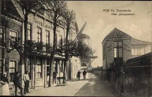 Ak Wijk bij Duurstede Utrecht, Hotel Schippershuis, Windmühle