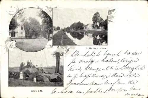 Ak Assen Drenthe Niederlande, Teilansichten, Kanal