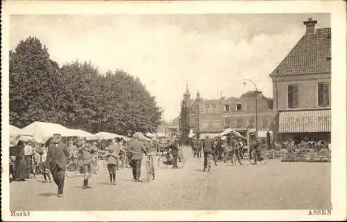 Ak Assen Drenthe Niederlande, Markt, Passanten