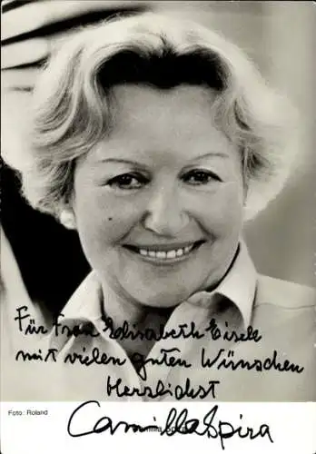 Ak Schauspielerin Camilla Spira, Portrait, Autogramm