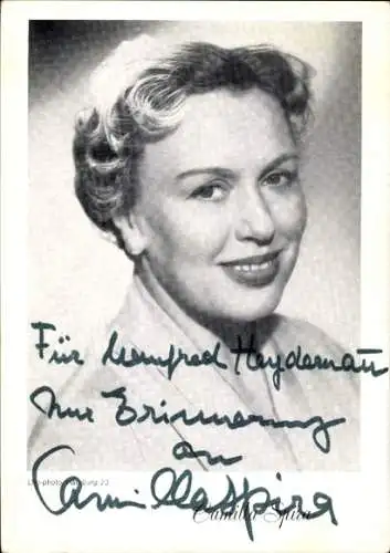 Ak Schauspielerin Camilla Spira, Portrait, Autogramm