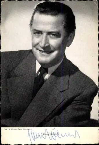Ak Schauspieler Hans Söhnker, Portrait, Autogramm, Anzug, Krawatte