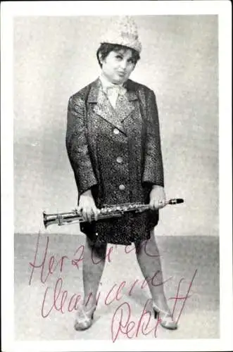 Ak Schauspielerin, Portrait, Autogramm, Musikinstrument