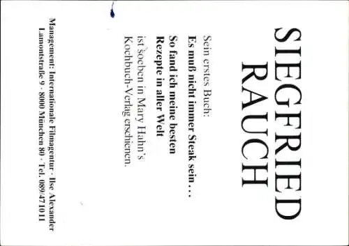 Ak Schauspieler Siegfried Rauch, Portrait, Autogramm