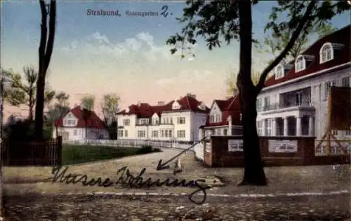Ak Stralsund in Mecklenburg Vorpommern, Rosengarten