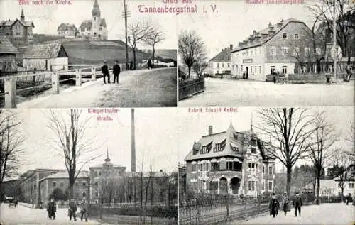 Ak Tannenbergsthal im Vogtland, Klingenthaler Straße, Gasthof, Fabrik Eduard Keller