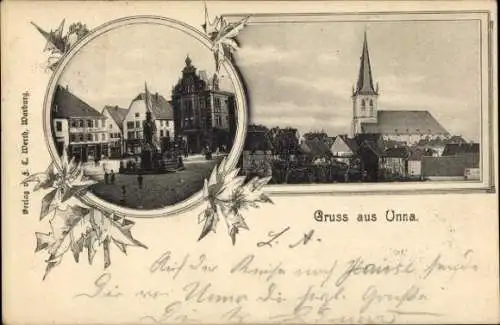 Ak Unna in Westfalen, Marktplatz, Kirche