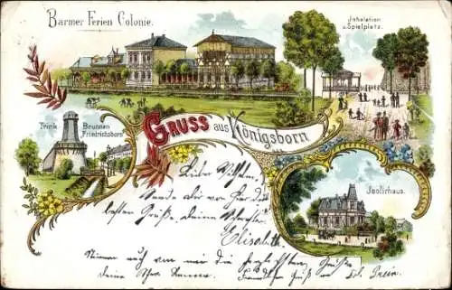 Litho Königsborn Unna im Ruhrgebiet, Barmer Ferien-Kolonie, Trink-Brunnen Friedrichsborn