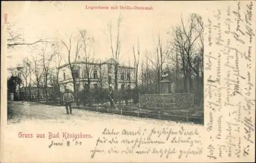 Ak Königsborn Unna im Ruhrgebiet, Logierhaus, Grillo-Denkmal