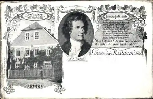 Ak Waldeck in Thüringen, Oberförsterei, Goethe Portrait