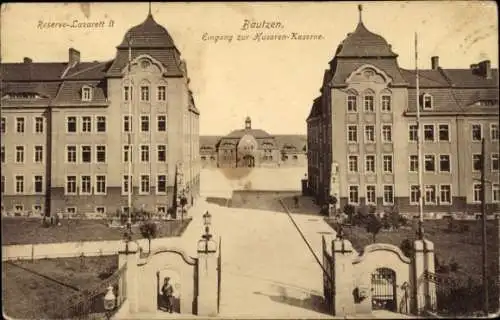 Ak Bautzen in der Oberlausitz, Husaren-Kaserne, Reserve Lazarett II