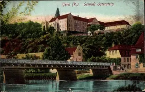 Ak Gera in Thüringen, Schloss Osterstein, Untermhaus, Brücke