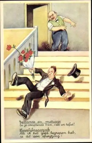 Künstler Ak Scheuermann, Willi, ? Heiratsantrag wurde abgewiesen