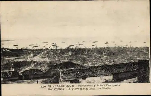 Ak Thessaloniki Griechenland, Panorama pris des Remparts