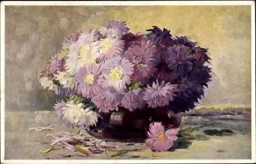 Künstler Ak Lengnick, E., Astern, Blumen in einer Vase, Novitas Nr. 1082