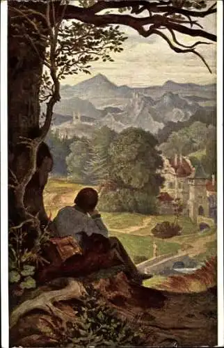 Künstler Ak v. Schwind, Moritz, Auf der Wanderschaft, Serie 213 2172 b