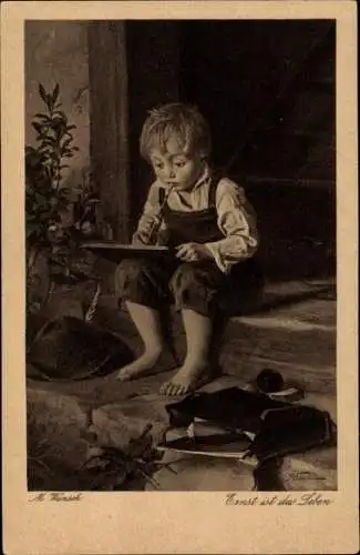 Künstler Ak Wunsch, M., Ernst in das Leben