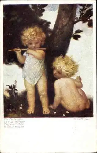 Künstler Ak Veith, E., Zauberflöte, Zwei Kinder