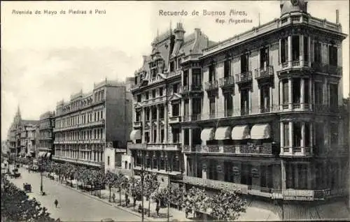 Ak Buenos Aires Argentinien, Avenida de Mayo de Piedras a Peru